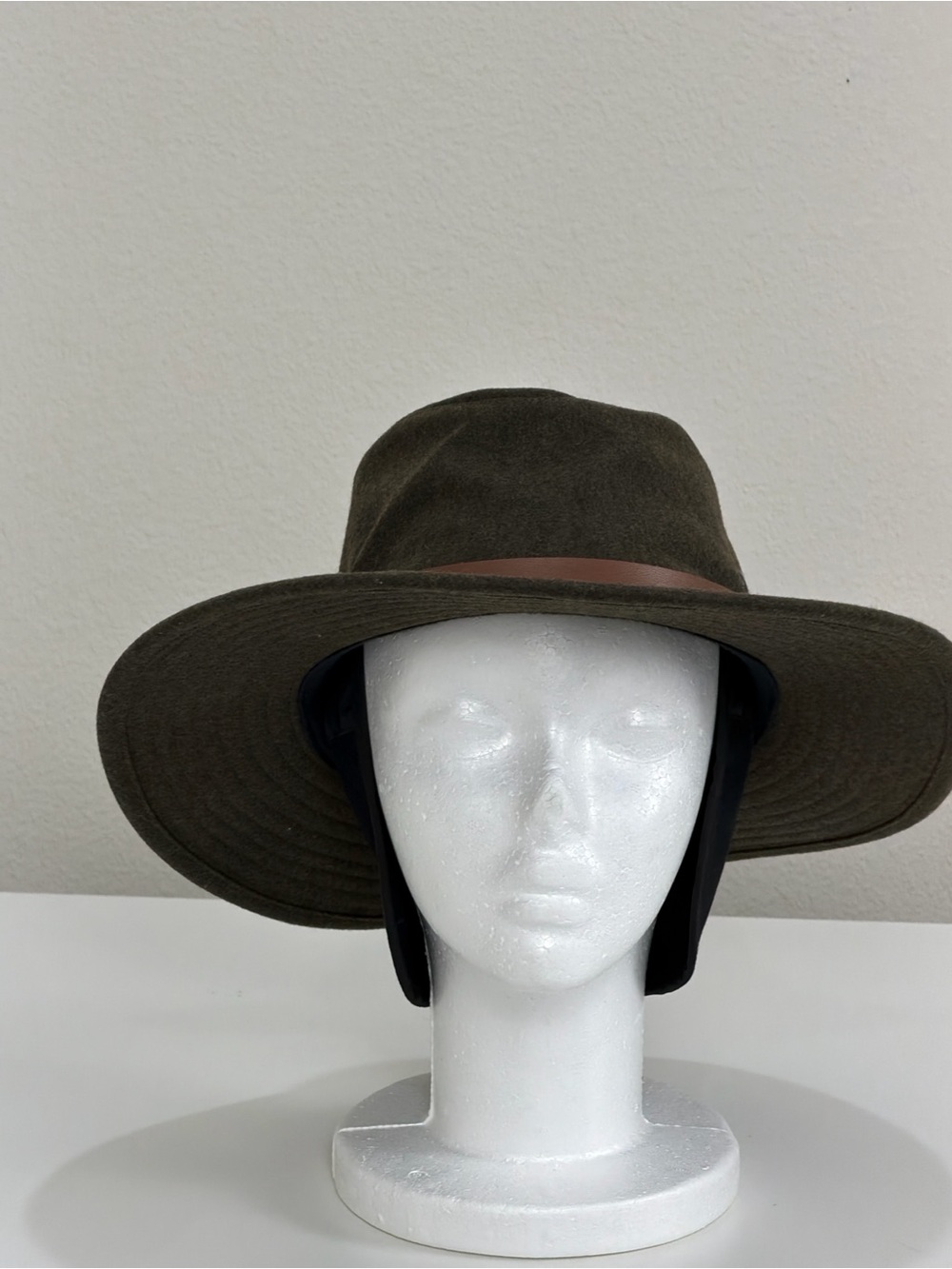 Tilly's Olive Green Wide-Brim Fedora with Brown Band